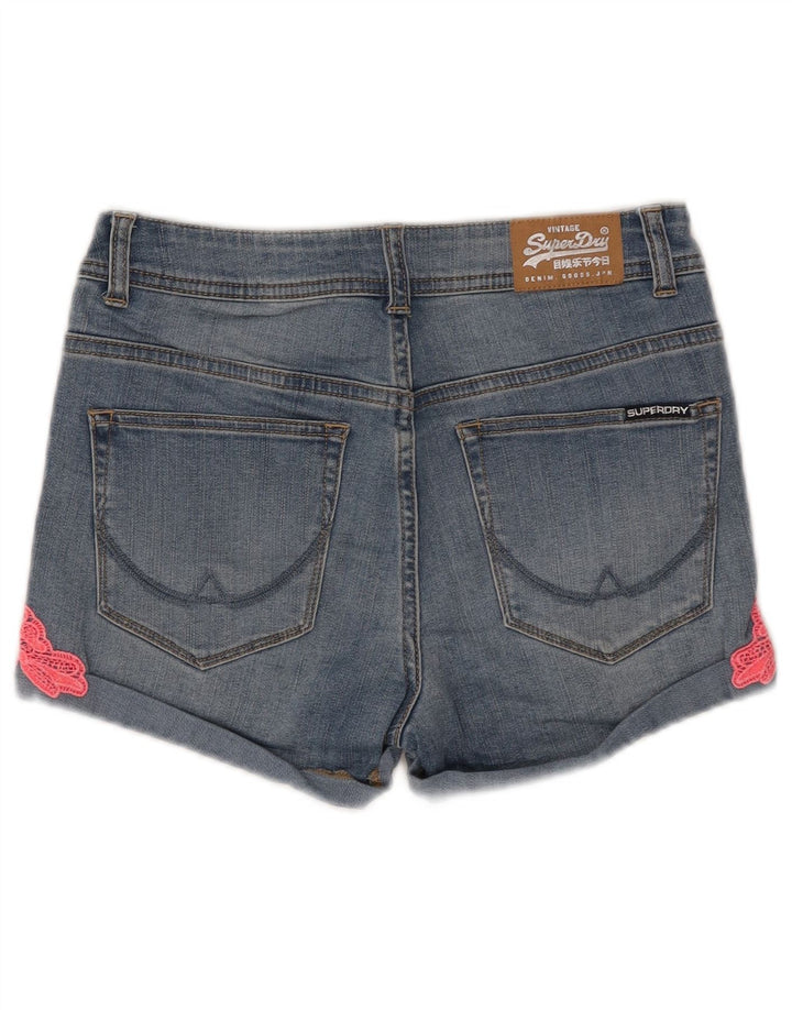 SUPERDRY Short en Jean Femme W28 Bleu Moyen Coton