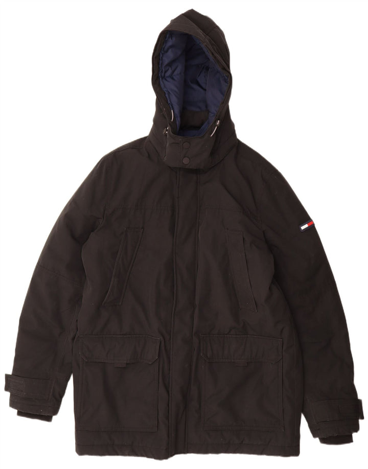 Tommy Hilfiger Veste matelassée à capuche pour hommes UK 42 XL Noir Polyester