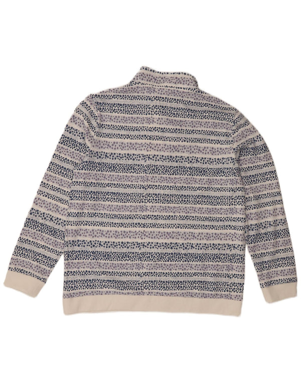 Cotton Traders Sweat-shirt à col zippé pour femme UK 14 Grand motif floral blanc