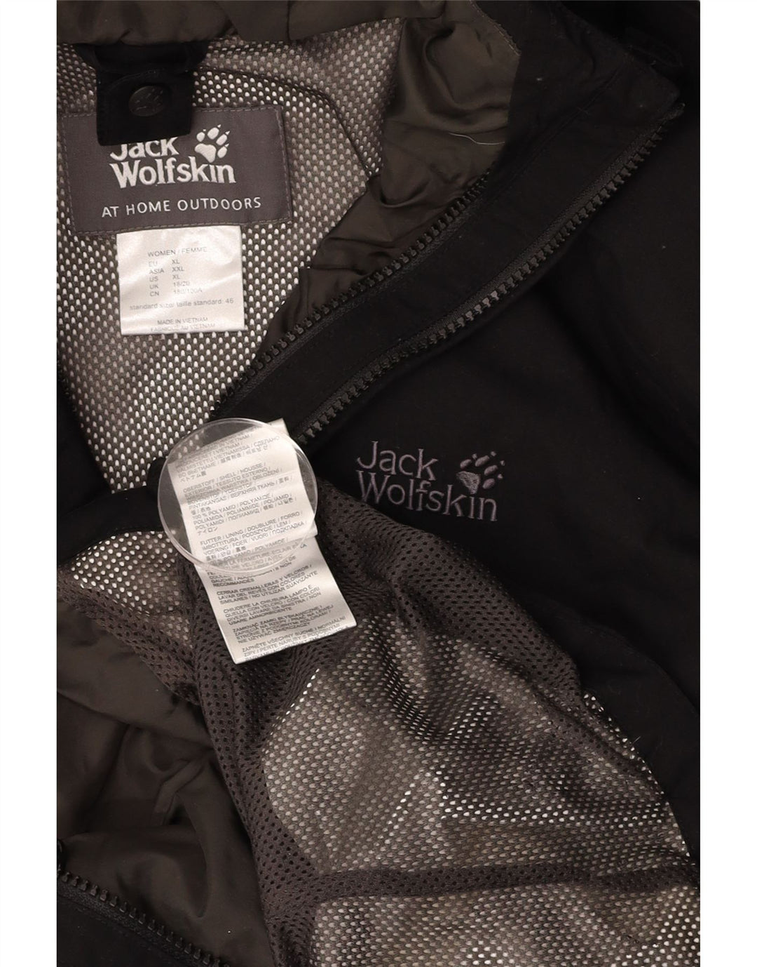 JACK WOLFSKIN Veste de pluie à capuche pour femme UK 18/20 XL Noir Polyamide