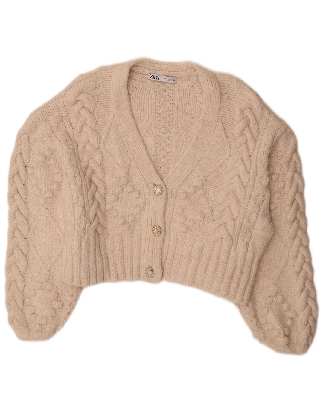 Zara Pull surdimensionné pour femme UK 14 Medium Off White Acrylique