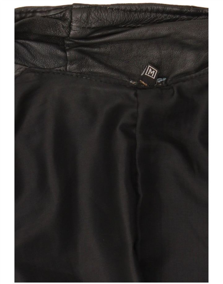 VINTAGE Gilet en cuir homme UK 38 Medium Black Patchwork