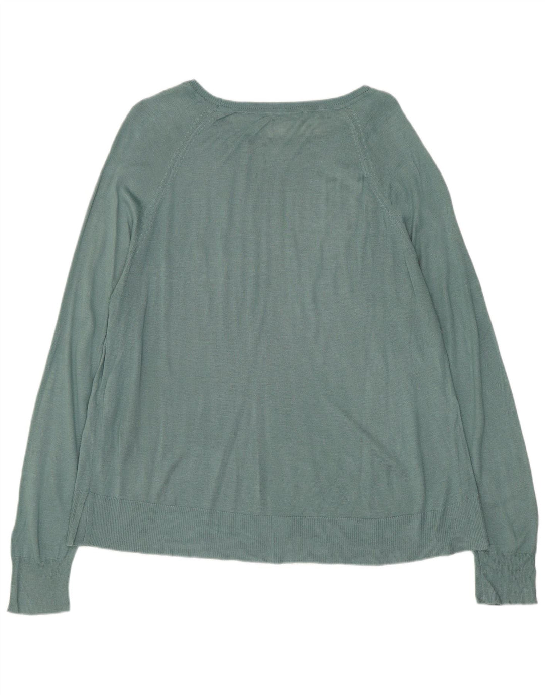 ZARA Femme Pull Col Bateau UK 16 Large Vert Viscose