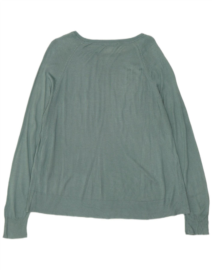 ZARA Femme Pull Col Bateau UK 16 Large Vert Viscose