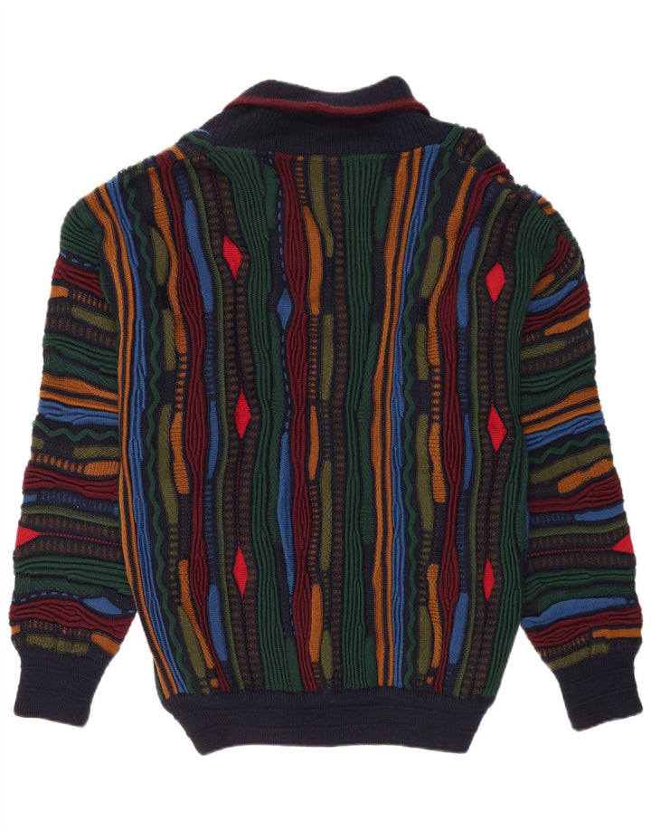 Limnos Pull col châle homme XL laine géométrique multicolore