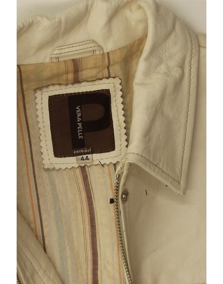 Conbipel Veste en Cuir Court Femme IT 44 Cuir Blanc Moyen