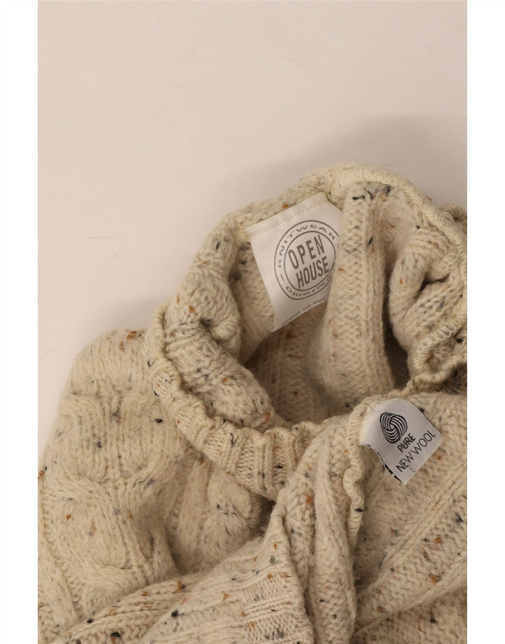 VINTAGE Pull col roulé femme UK 18 XL Blanc cassé moucheté