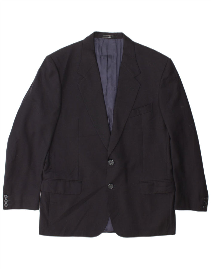 Valentino Veste Blazer 2 Boutons Homme IT 50 Large Bleu Marine Laine