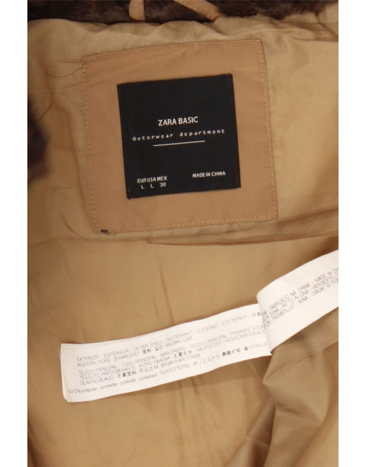 Zara Veste matelassée pour femme UK 16 Large Marron Polyester