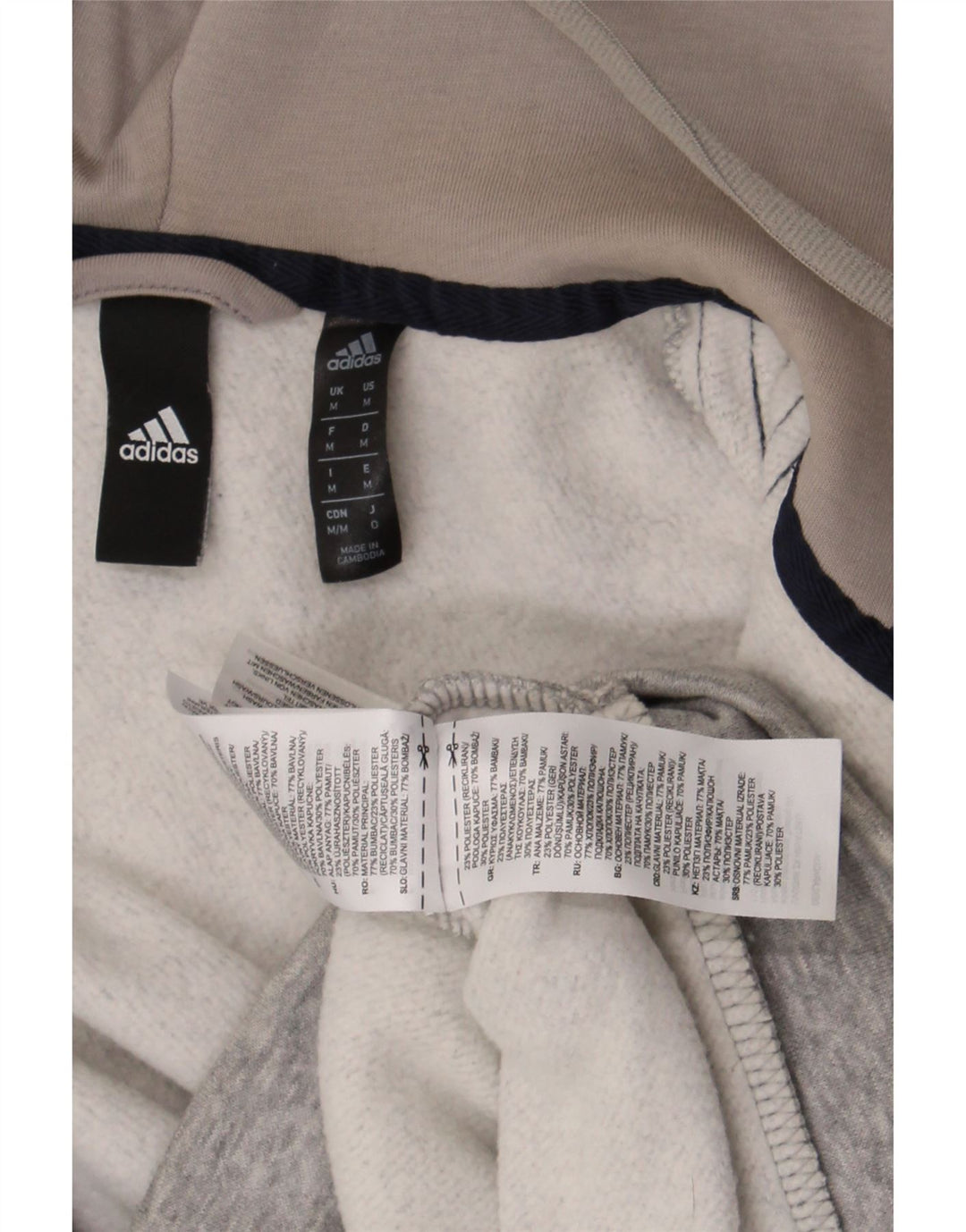 Adidas Pull à capuche zippé pour homme en coton gris moyen