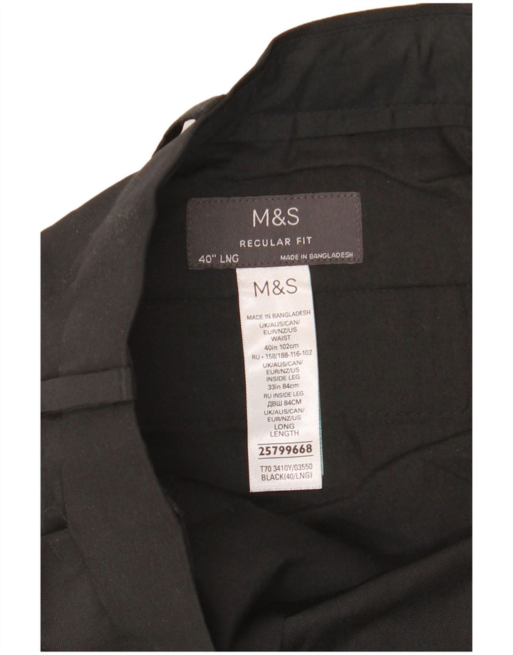 Marks & Spencer Pantalon de costume coupe classique pour homme W40 L33 Noir Polyester