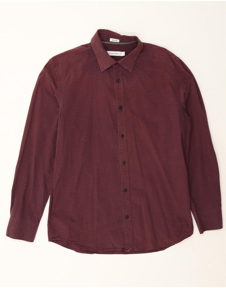 Calvin Klein Chemise homme en coton vichy bordeaux moyen