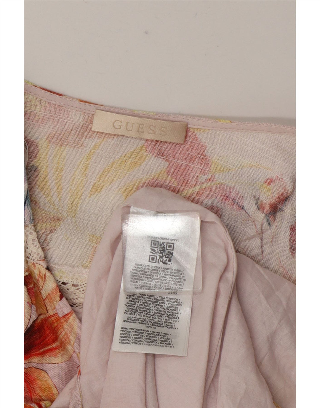 Guess Robe à volants pour femme UK 42 Medium Multicolore Floral Viscose
