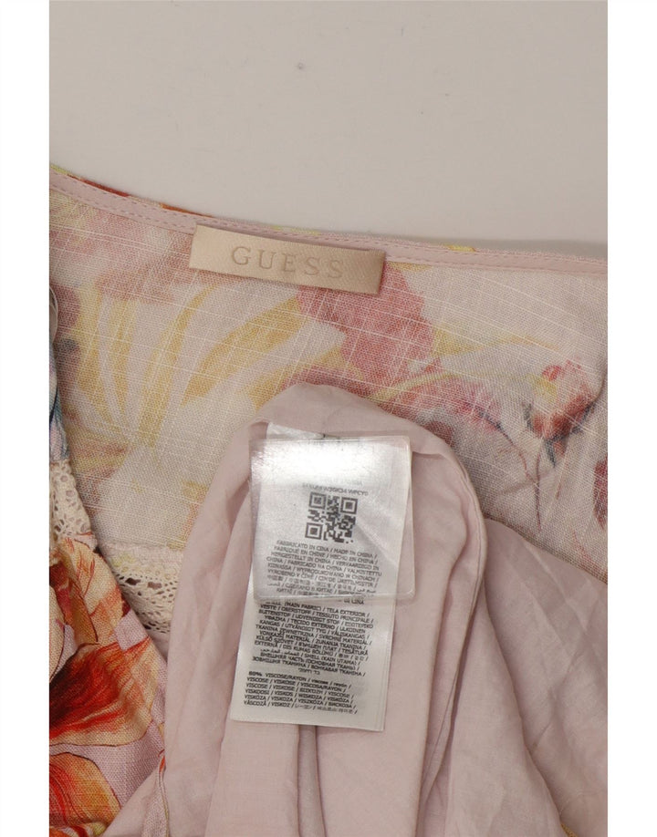 Guess Robe à volants pour femme UK 42 Medium Multicolore Floral Viscose