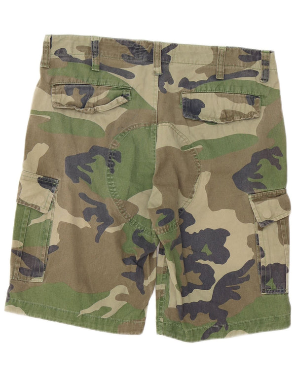 vintage Mens Cargo Shorts IT 48 Moyen W34 Vert Camouflage Coton