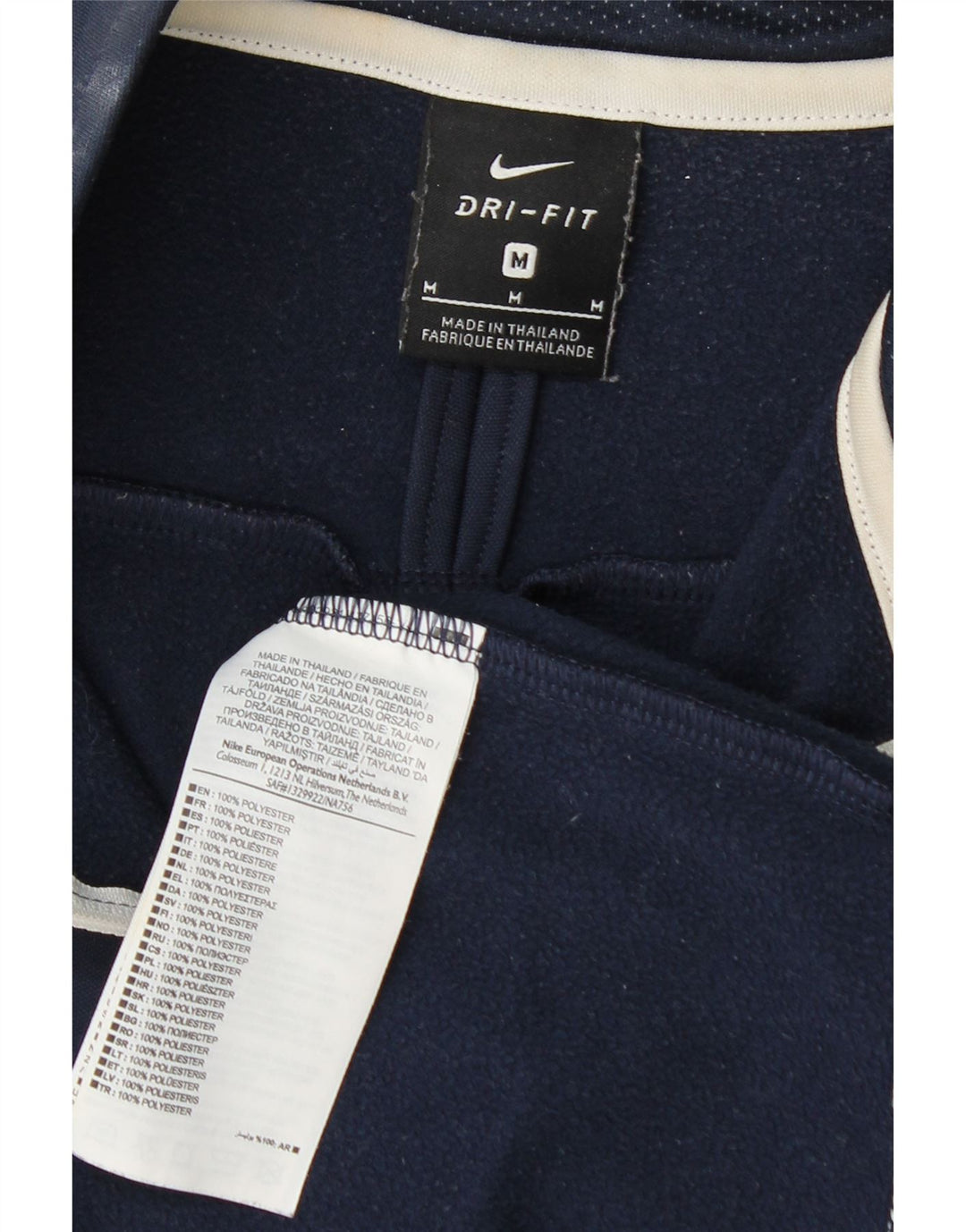Haut à manches longues Nike Dri Fit Zip Neck pour homme, bleu marine moyen, color block