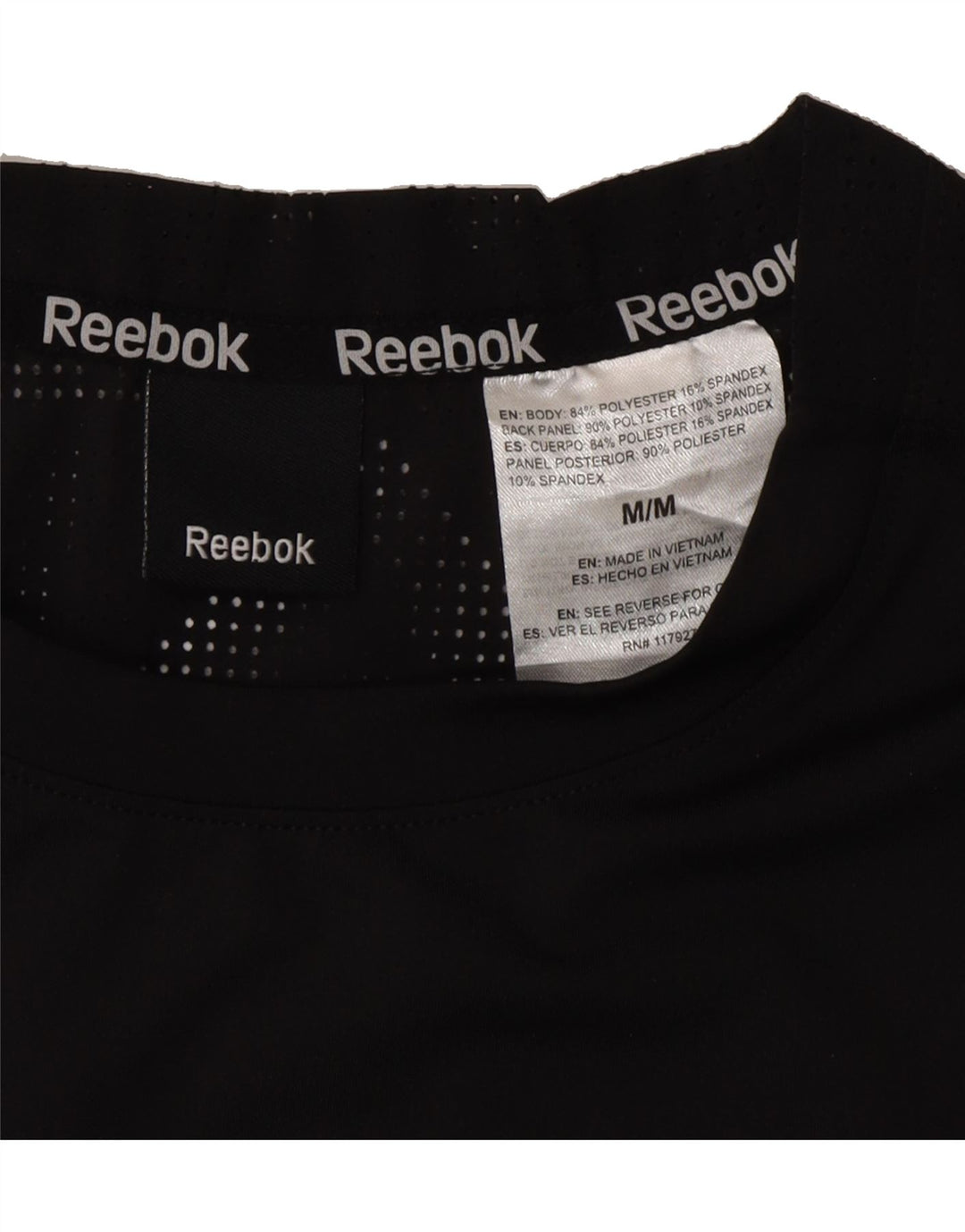 REEBOK Mens T-Shirt Top Medium Black Colourblock Polyester Vintage Reebok and Second-Hand Reebok from Messina Hembry 