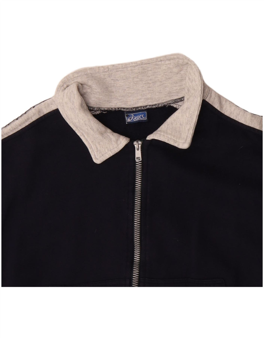 Asics Veste de survêtement graphique pour femme UK 10 Small Bleu marine Colourblock