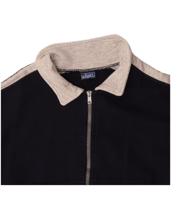 Asics Veste de survêtement graphique pour femme UK 10 Small Bleu marine Colourblock