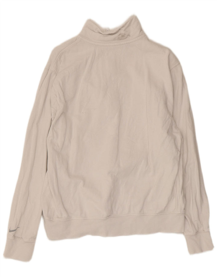 Nike Sweat-shirt graphique à col zippé pour femme UK 14 en coton blanc moyen