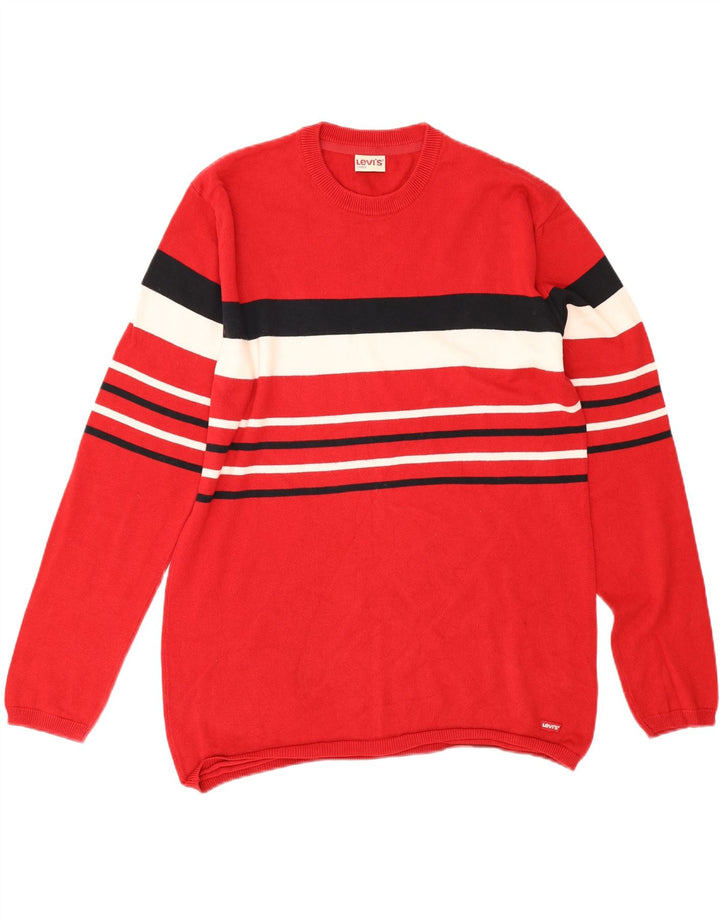 Levi's Pull Ras du Cou Homme Large Rouge Rayé Coton