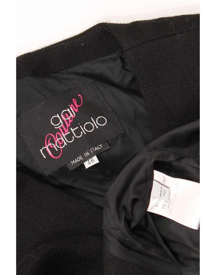 Gai Mattiolo Veste Blazer 1 Bouton Femme IT 46 Large Laine Vierge Noire