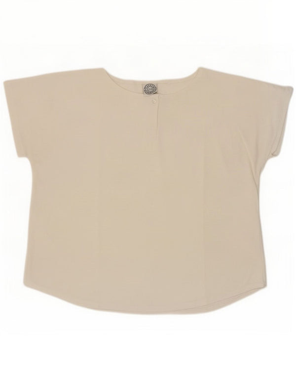 vintage Femme T-Shirt Top UK 16 Grand Blanc Cassé