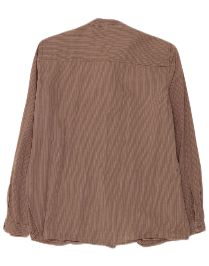 Zara Chemise de smoking pour femme UK 12 Marron moyen rayé