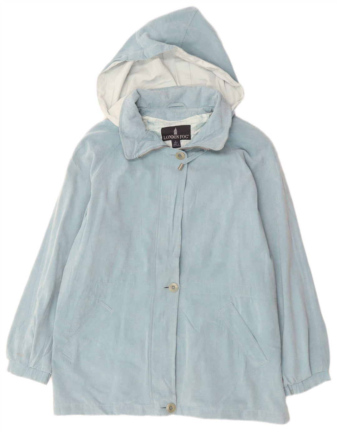 LONDON FOG Veste coupe-vent à capuche pour femme UK 16 Grand Bleu Polyester
