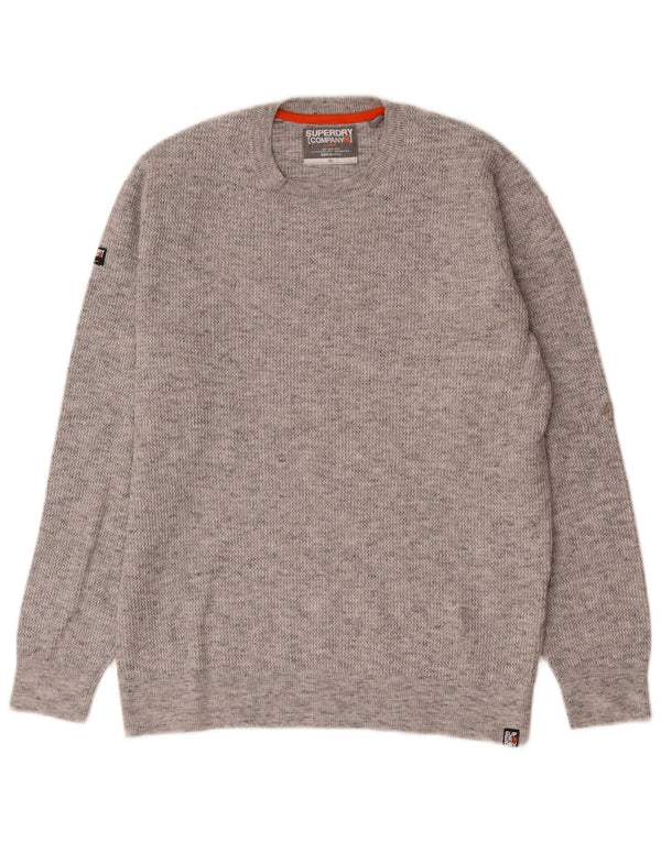 Superdry Pull ras du cou pour homme XL en coton moucheté gris