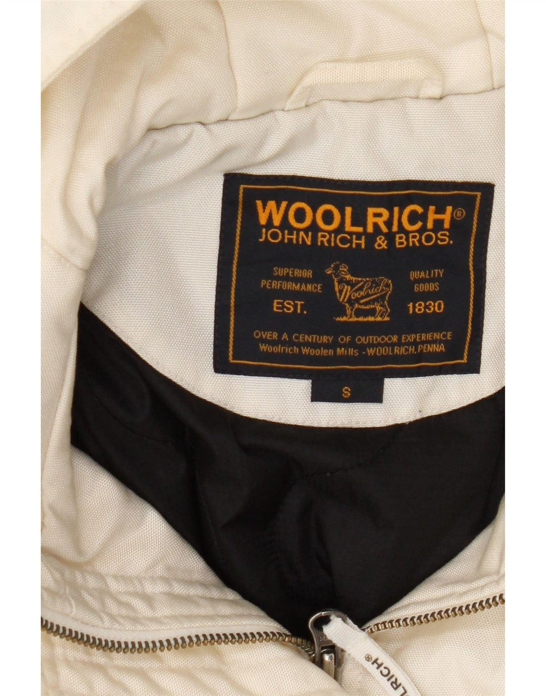 Woolrich Veste bomber à capuche pour femme UK 10 Small Off White Nylon