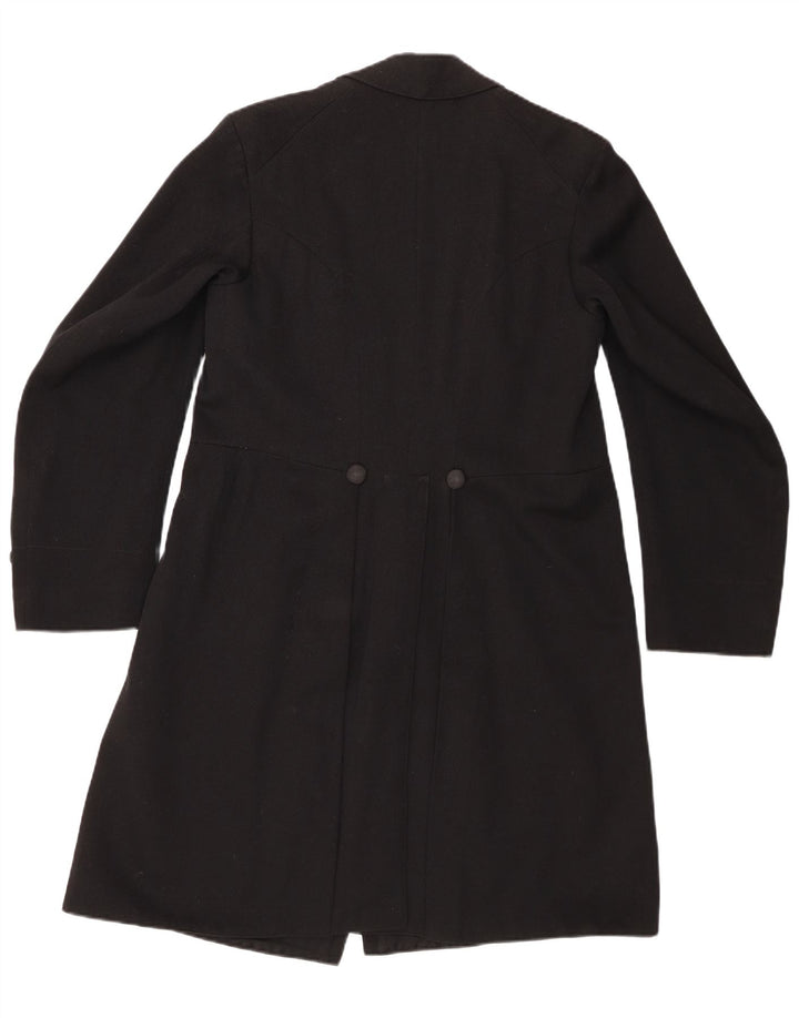 vintage Femme Double Breasted Coat UK 12 Moyen Noir