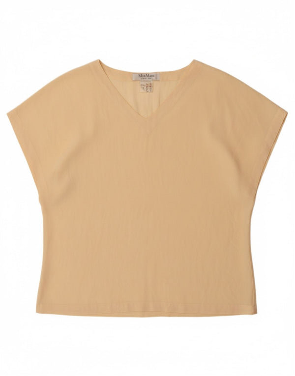 MAX MARA T-Shirt Femme Top UK 14 Large Beige Soie