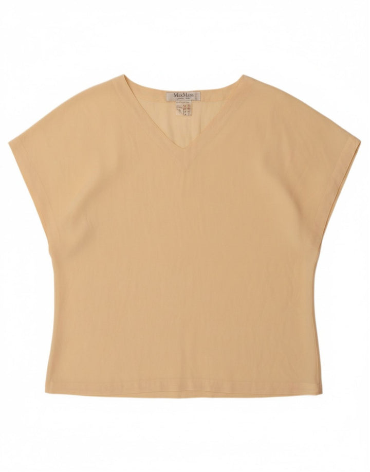 MAX MARA T-Shirt Femme Top UK 14 Large Beige Soie