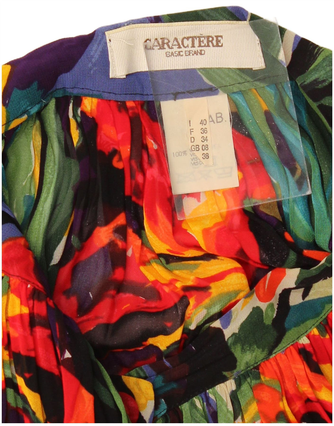 CARACTERE Jupe Plissée Femme UK 8 Small W26 Viscose Florale Multicolore