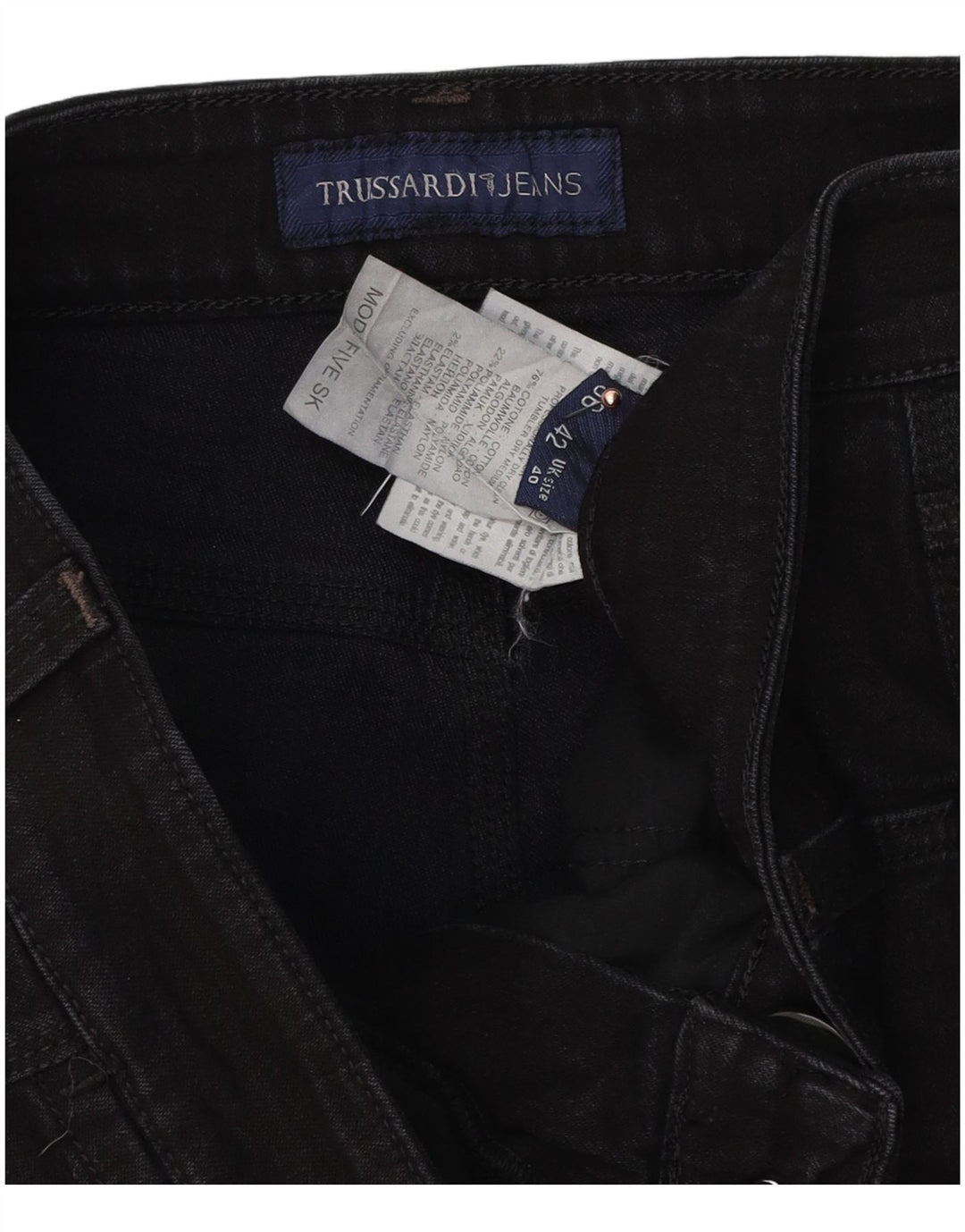 Trussardi Jean Droit W40 L30 Noir Coton Homme