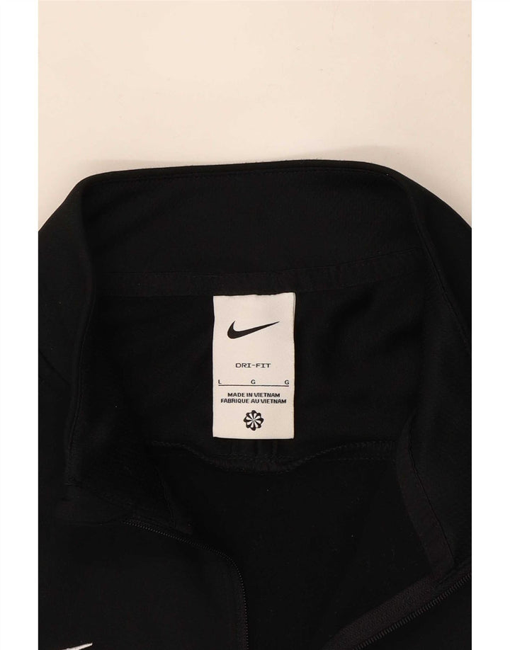 Nike Haut de survêtement Dri Fit avec col zippé et col zippé pour homme, grand, noir, color block