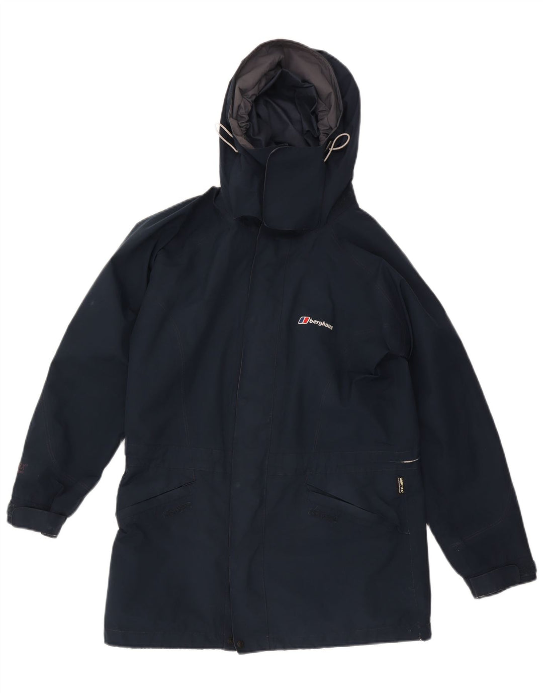 Berghaus Veste de pluie surdimensionnée à capuche pour femme UK 10 Petit nylon bleu marine