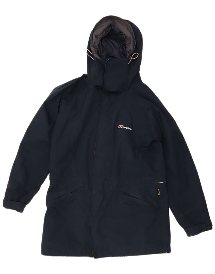 Berghaus Veste de pluie surdimensionnée à capuche pour femme UK 10 Petit nylon bleu marine