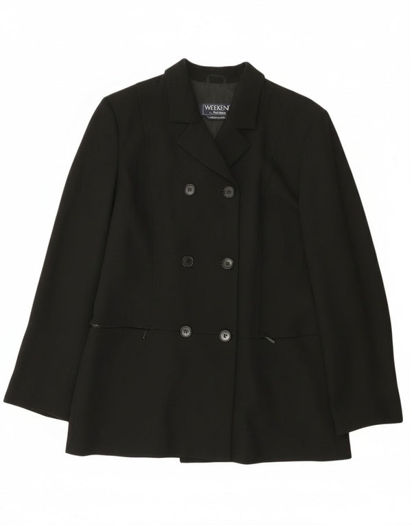 Max Mara Veste blazer week-end double boutonnage pour femme UK 14 Large Noir