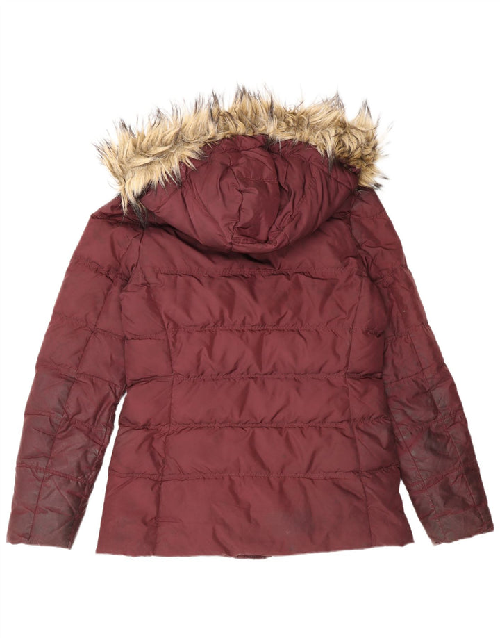 Tommy Hilfiger Veste matelassée à capuche pour femme UK 10 Small Bordeaux Polyester