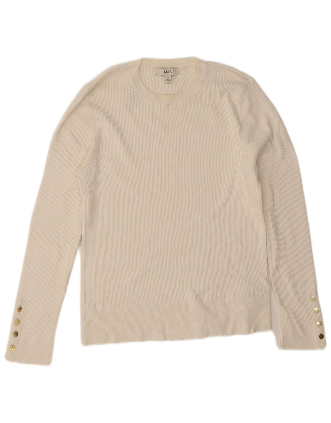 Marks & Spencer Haut à manches longues pour femme UK 16 Large Viscose blanche