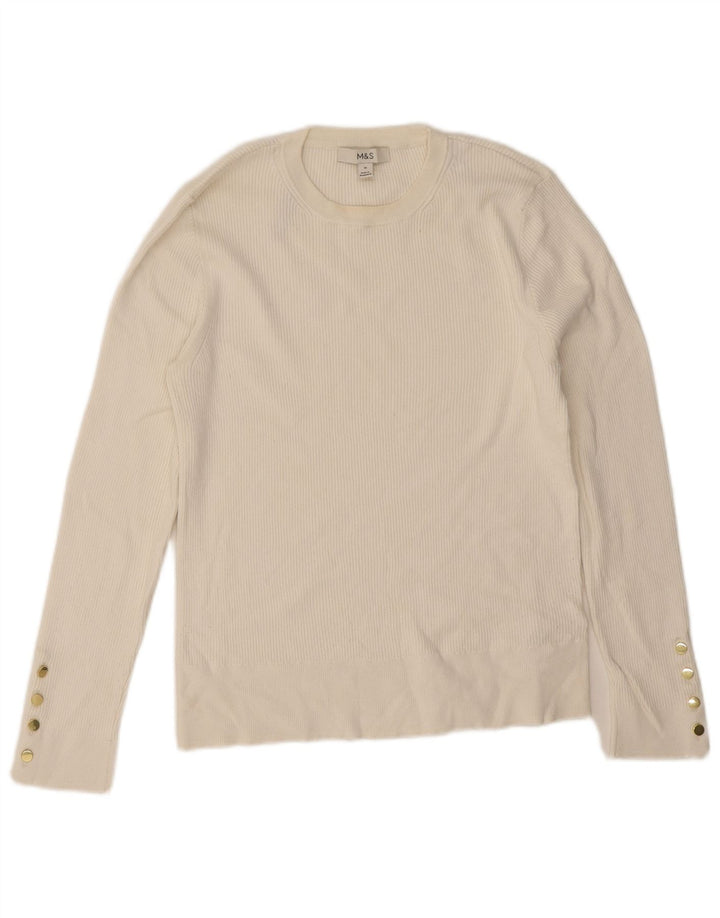 Marks & Spencer Haut à manches longues pour femme UK 16 Large Viscose blanche