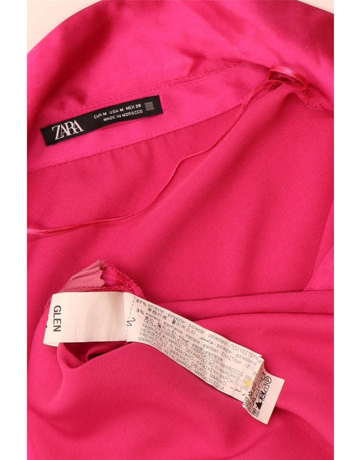 Zara Robe trapèze à manches longues pour femme UK 44 Polyester rose moyen