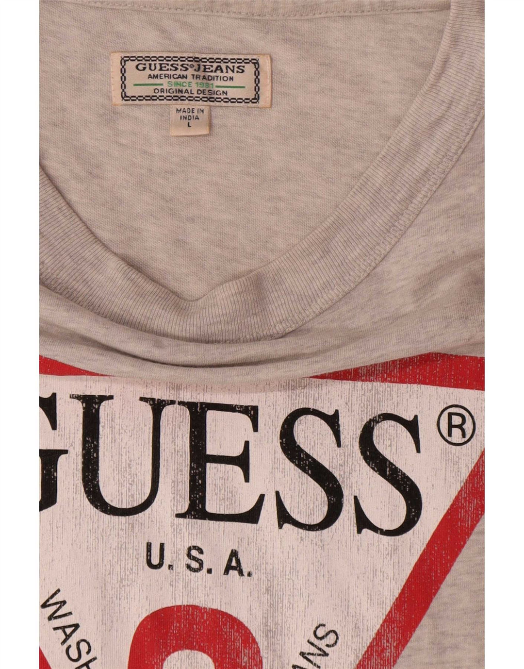 Guess T-Shirt Graphique Homme Grand Gris Moucheté Coton