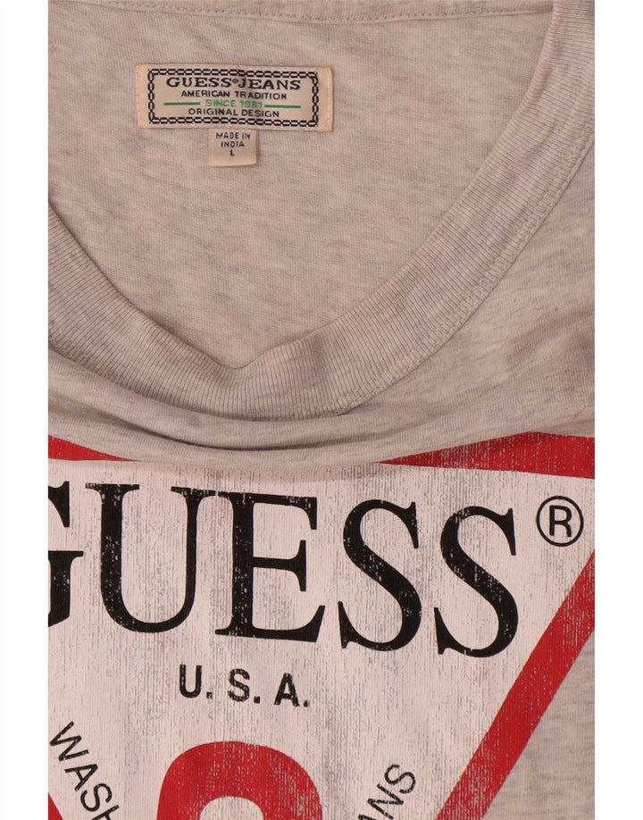 Guess T-Shirt Graphique Homme Grand Gris Moucheté Coton