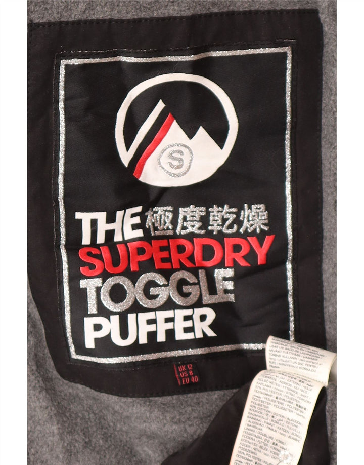 Superdry Veste de sport à capuche rembourrée pour femme UK 12 Noir moyen Polyester
