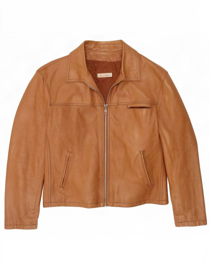 veste en cuir femme vintage UK 18 XL Beige