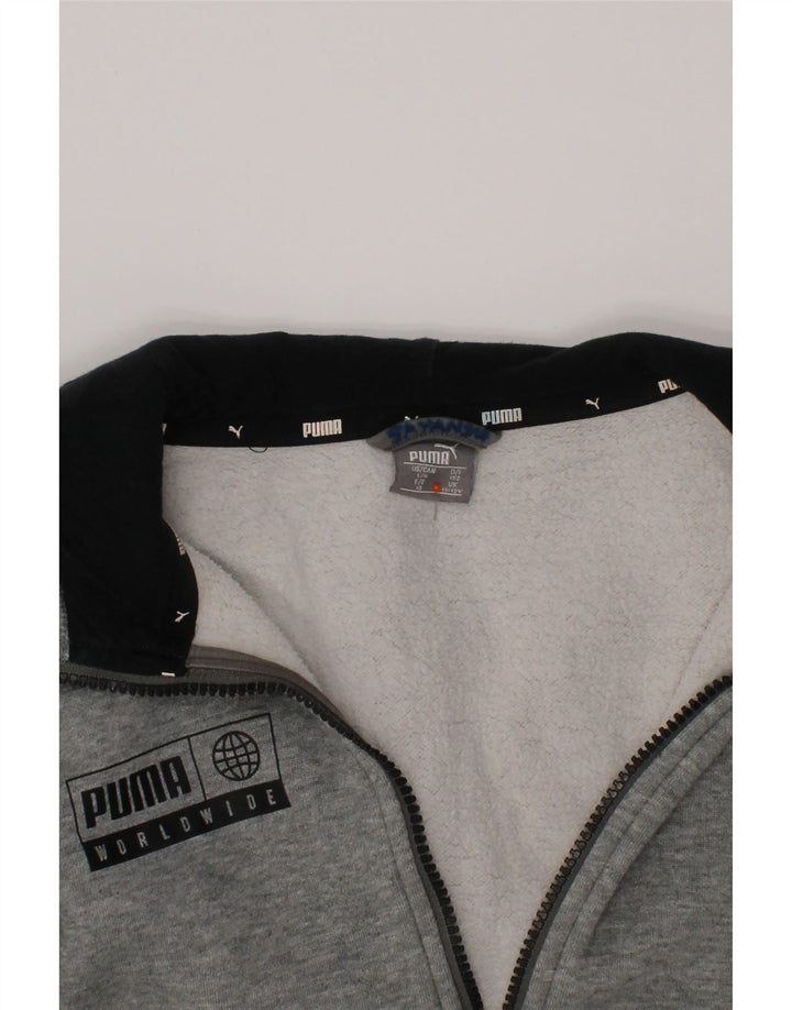 PUMA Sweat à capuche zippé graphique pour fille 11-12 ans Gris Coton