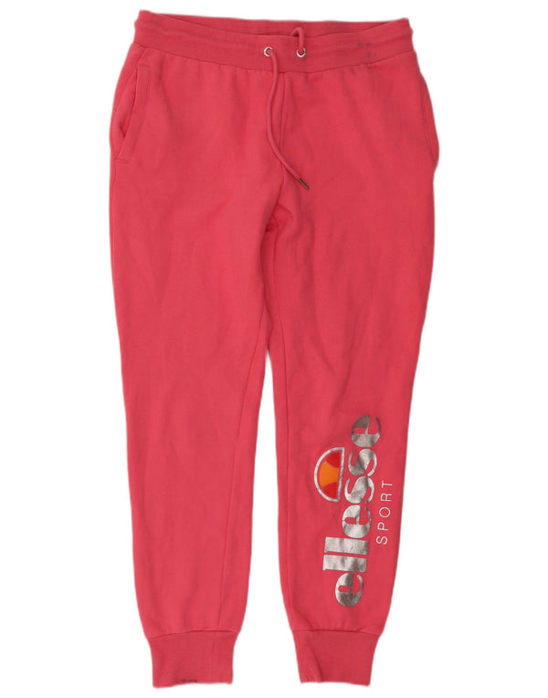 Ellesse Pantalon de survêtement graphique pour femme, jogging UK 12, coton rose moyen